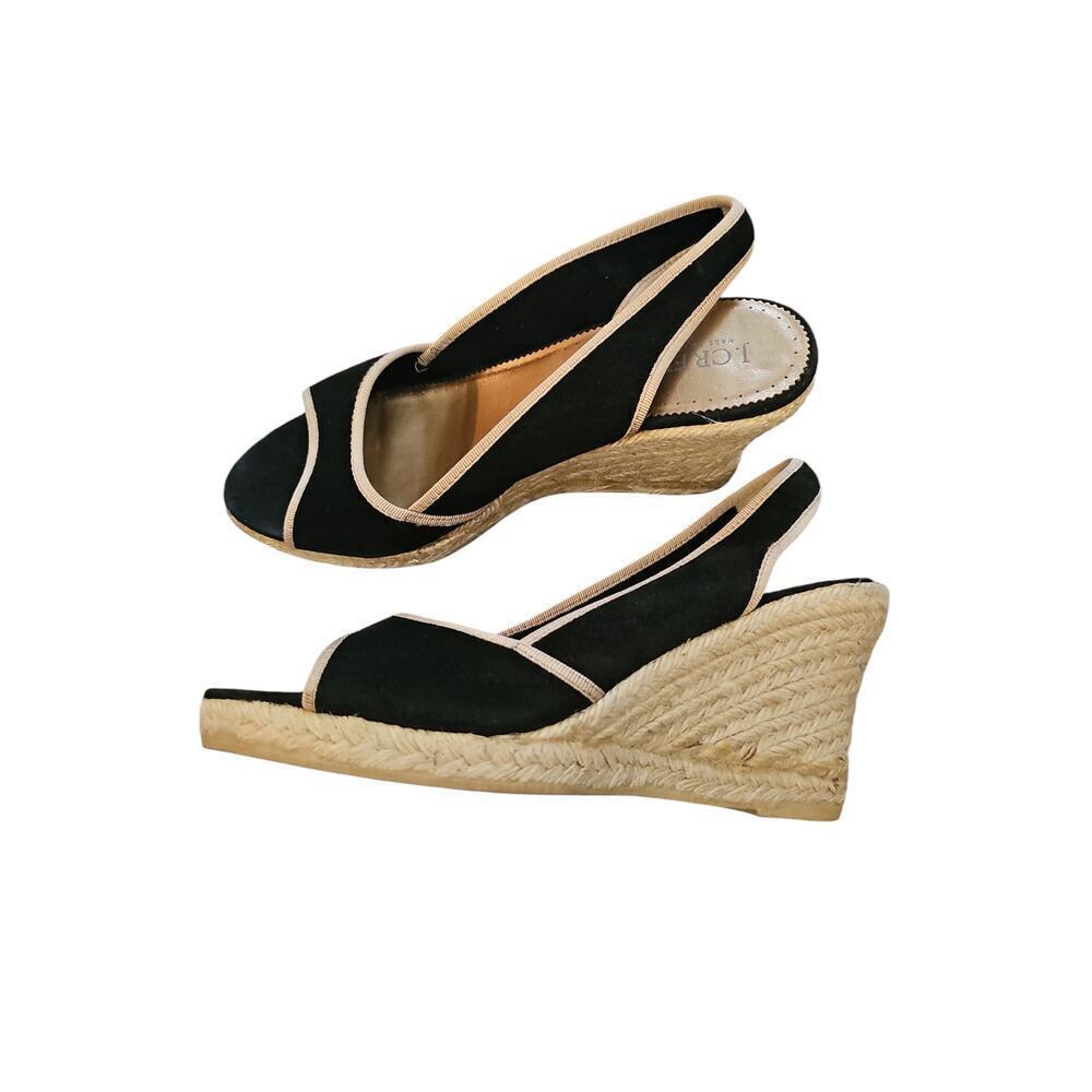 J. Crew sz 9 black suede Savannah Espadrille sandals in box